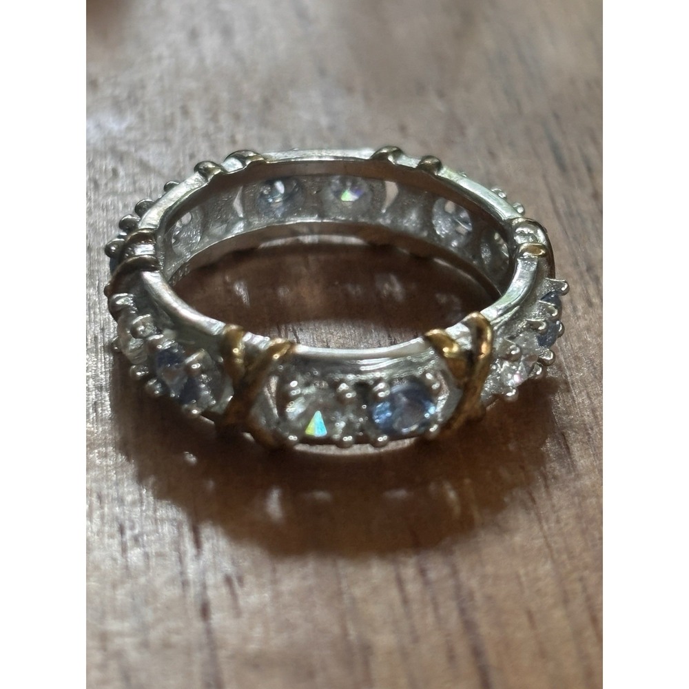 Blue Topaz XO Sterling Silver Ring Size 8.25